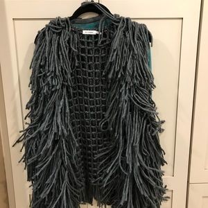 Fun fringed vest. boutique purchase. Blue- gray
